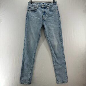 Levis 501 Skinny Jeans Women W28 L32 High-Rise Low Stretch Denim Light Wash Blue